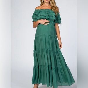 Green Tiered Maternity Dress